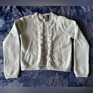 American Eagle Outfitters Light Blue Embroidered Cardigan 100% Lambswool